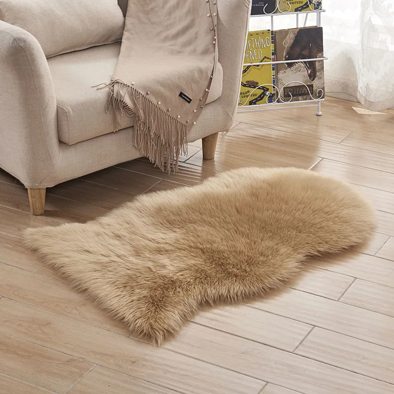 Fashionable Irregular Carpet Hairy Carpet Seat Pad Plain Fluffy Rugs Washable Mat Home Decor Bedroom Bedside/bay Window Cushion