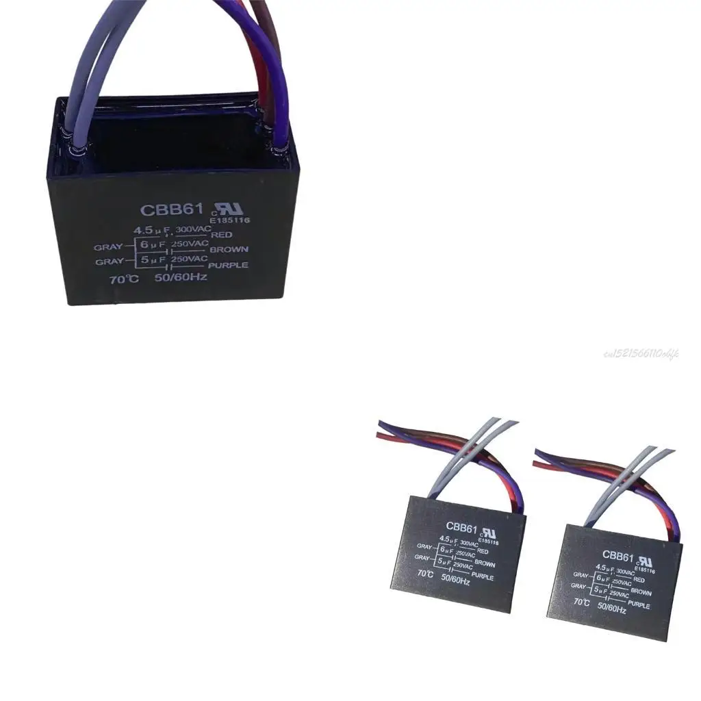 27RB 2Pieces Electric Fan Motor Capacitor Upgrading Set High Efficiency Starter Component Heat Resistant Safe Operation
