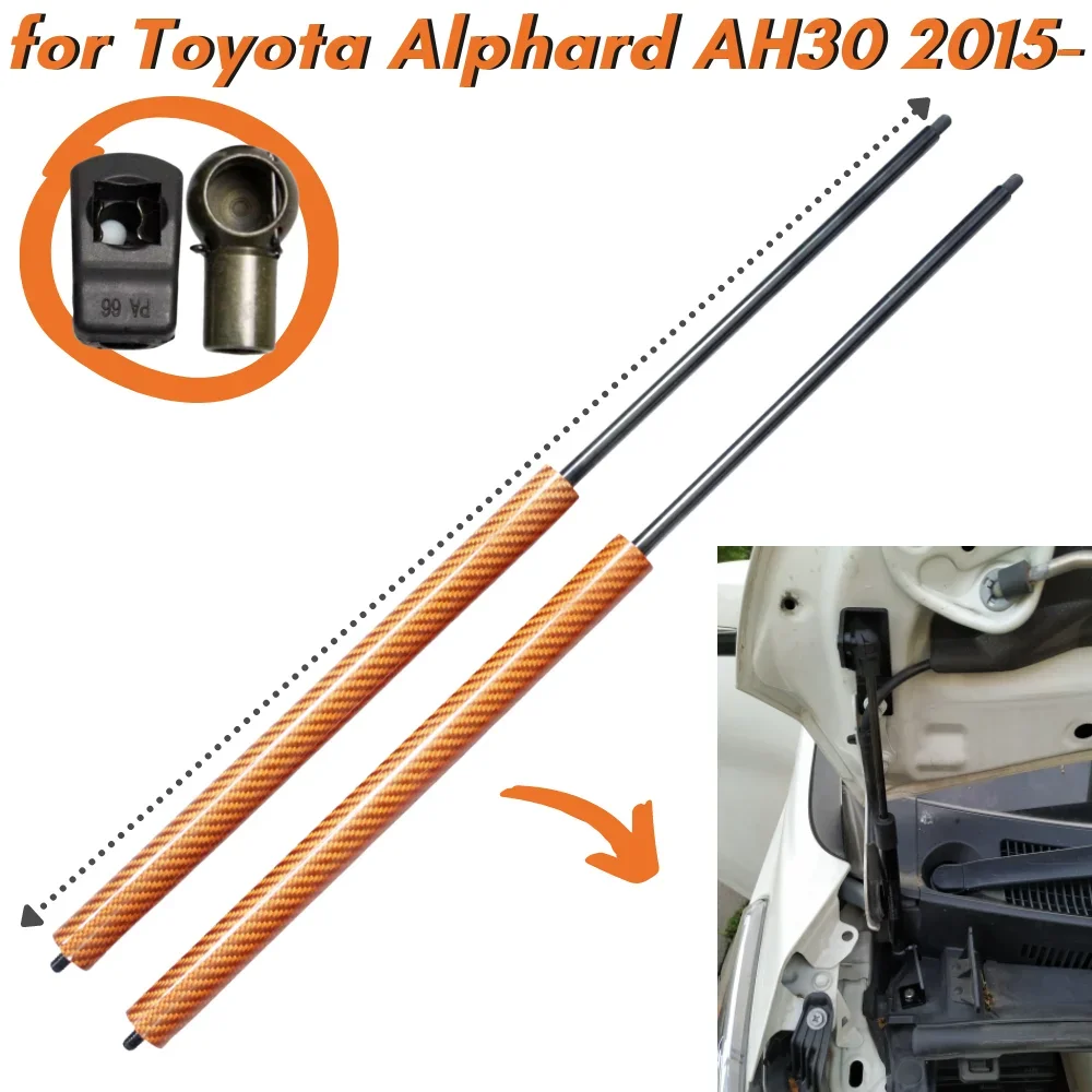 9 Colors Carbon Fiber Front Bonnet Hood Gas Struts Spring for Toyota Alphard AH30 3rd 2015-present Lift Support Shock Absorber