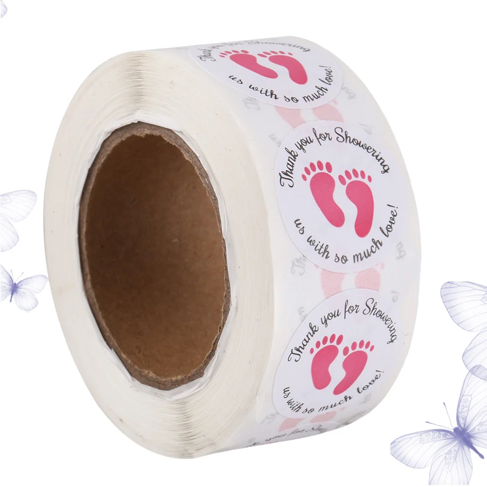 

1pc Baby Shower Stickers Round Label Stickers Adhesive Eco-Friendly For Handmade Bags Candy Bakery Small Gifts Footprint