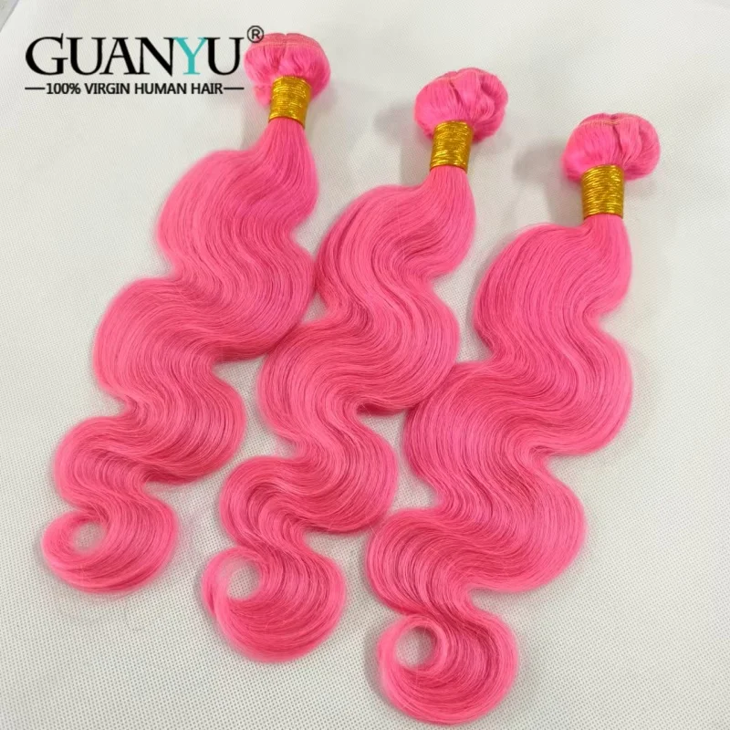 Fasci di capelli umani rosa dell'onda del corpo Estensioni dei capelli umani Remy al 100% Fasci brasiliani 3/4 Offerte Trame di capelli umani