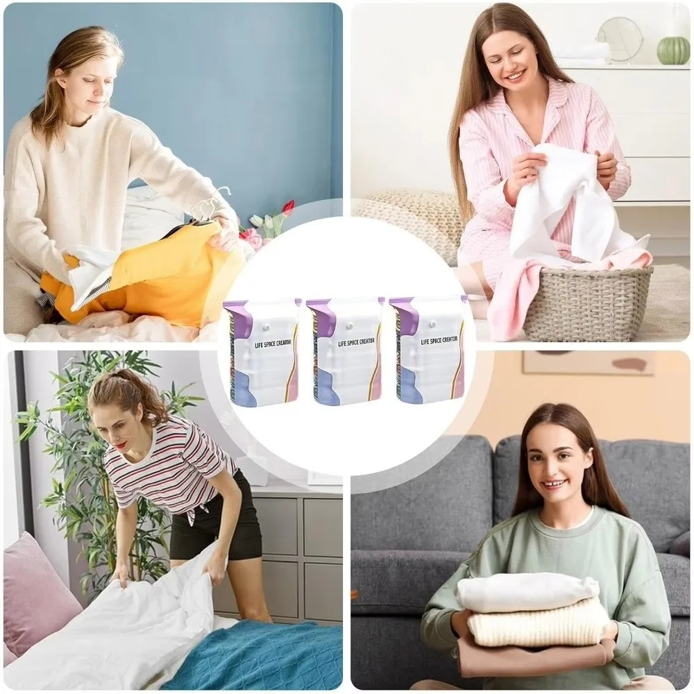 No Pump Vacuum Storage Bags Large Capacity Press & Seal Seal Compression Bag Dust-proof Space Saving Clothes Blankets Organizer