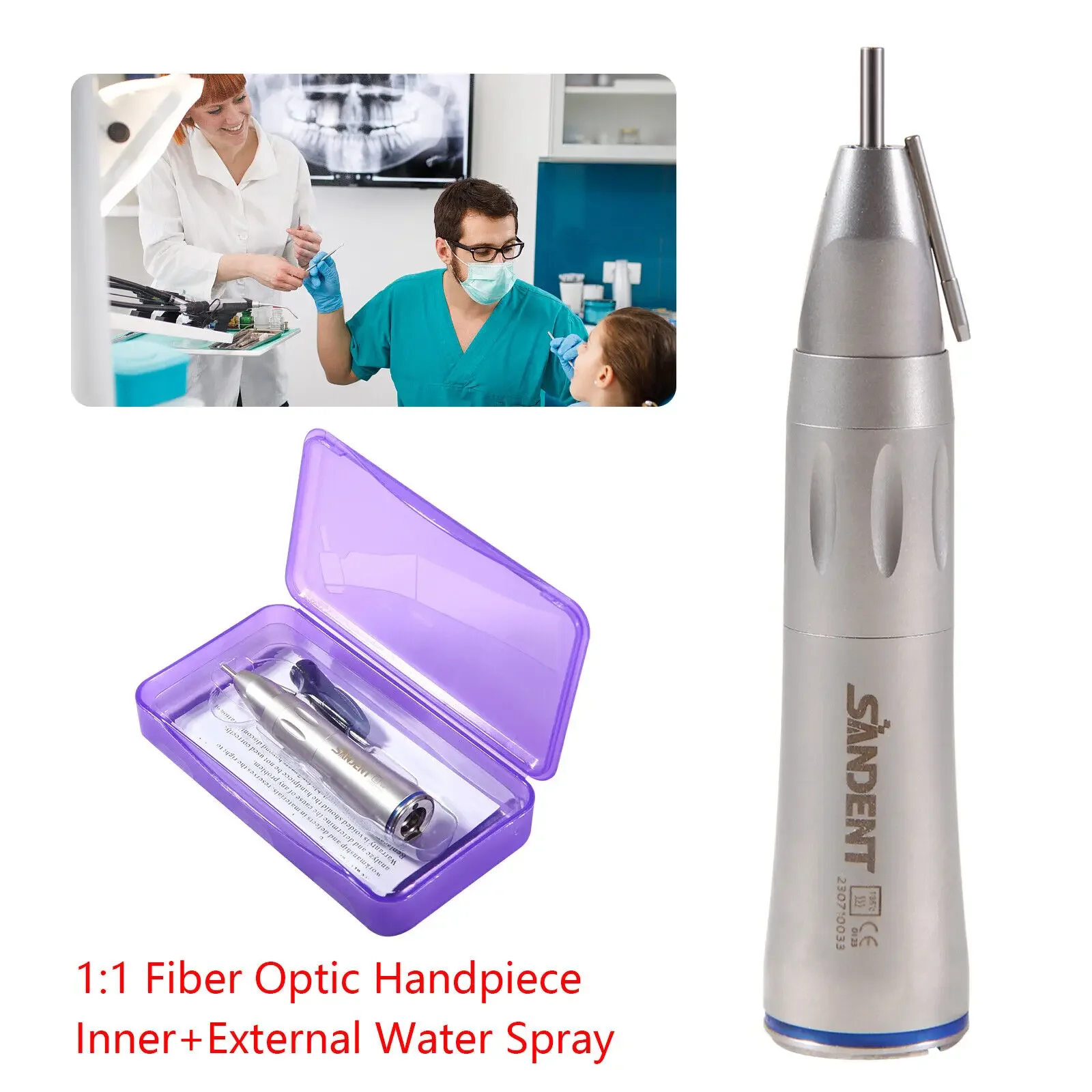 Dental Fiber Optic Led 1:1 Surgical Low Speed Straight Handpiece With External Irrigation Pipe Kavo Style