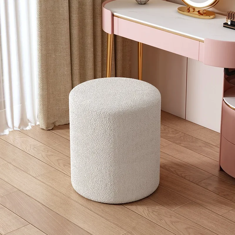 Multifunctional Modern Round with Soft Padded Seat, Vanity Chairs for Makeup, Upholstered Footrest Stool Foot Stool