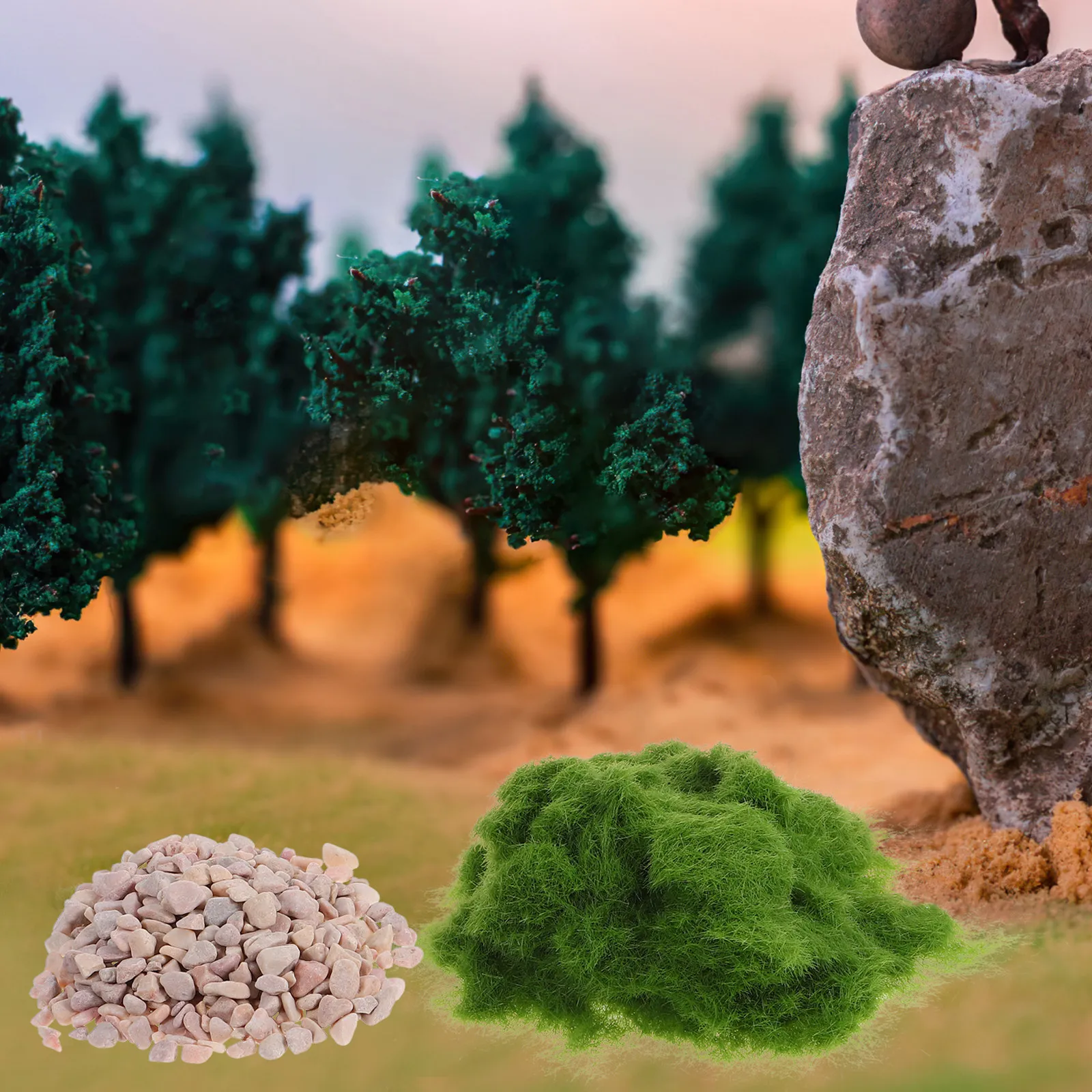 1Set Artificial Grass Powder Stone Fake Moss for Railway Train Landscape Diorama Miniature Scenic Garden Craft Supplies