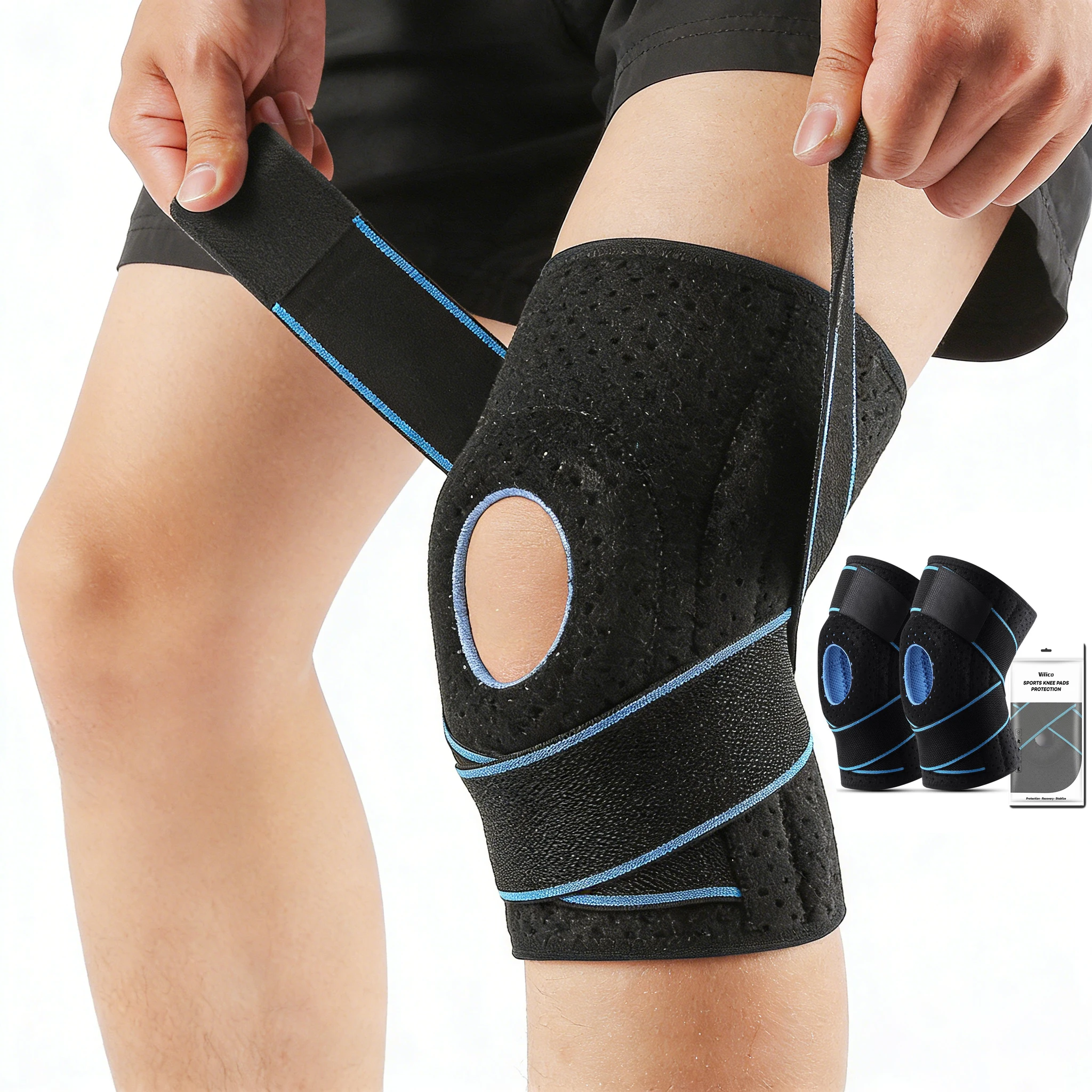 

1Pcs Compression Knee Brace for Meniscus Tear Women Men, Patellar Tendon Support Strap for Knee Pain Support & Injury Recovery
