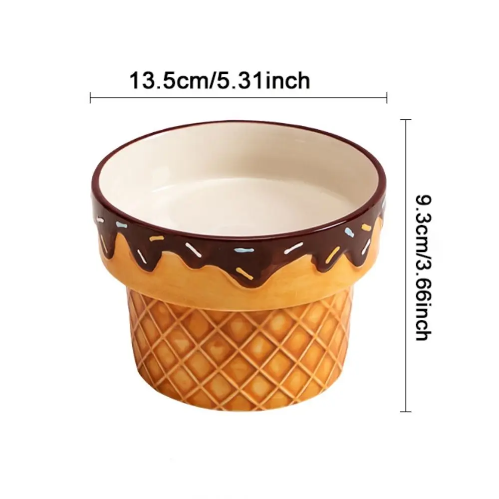 وعاء قطط من السيراميك على شكل آيس كريم لحماية القدم العالية وعاء قطط مرتفع بقاع مسطح وقطر كبير غير قابل للانزلاق وعاء طعام للقطط