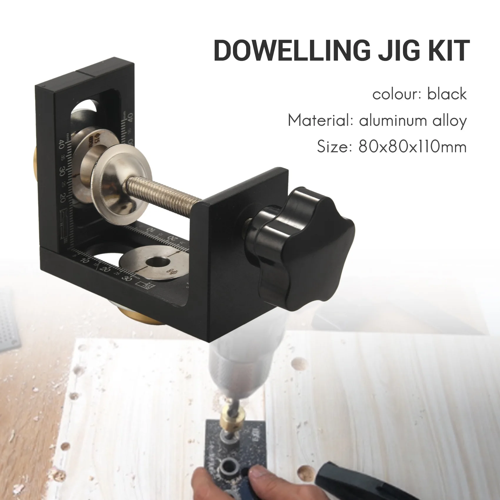 T19C 3 In 1 Adjustable Doweling Jig Woodworking Pocket Hole Jig With 8/15Mm Drill Bit For Drilling Guide Locator Puncher Tool