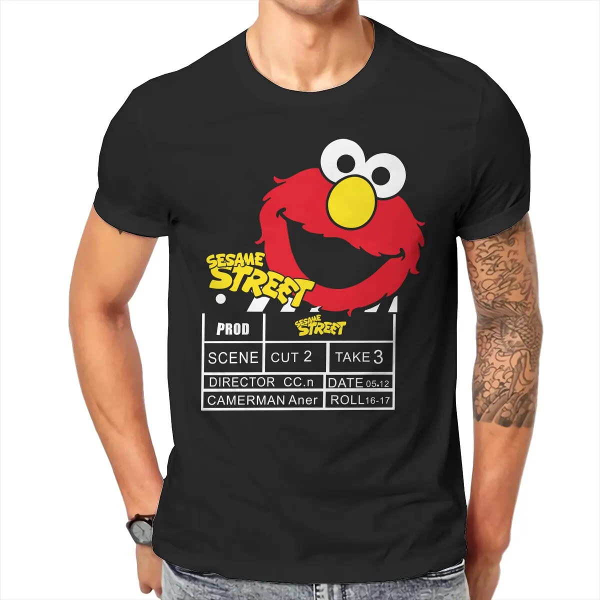 Men Sesame Streets T-Shirt Fashion Style Elmo Hipster Ofertas O Neck Graphic Tshirt