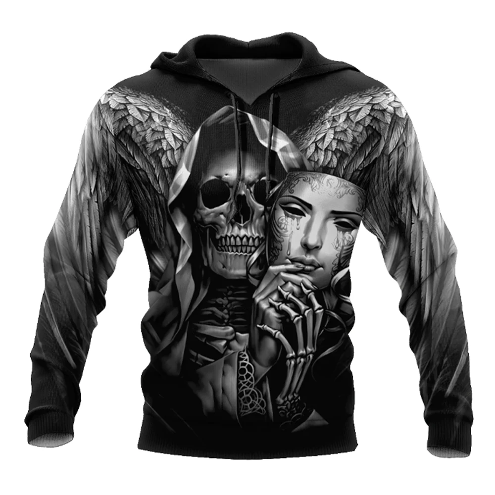 2024 Men's Fashion 3D Printed Hoodie Four Seasons Clothing Men's Horror Hoodie 3D Skull Printed Fashion Men's Top