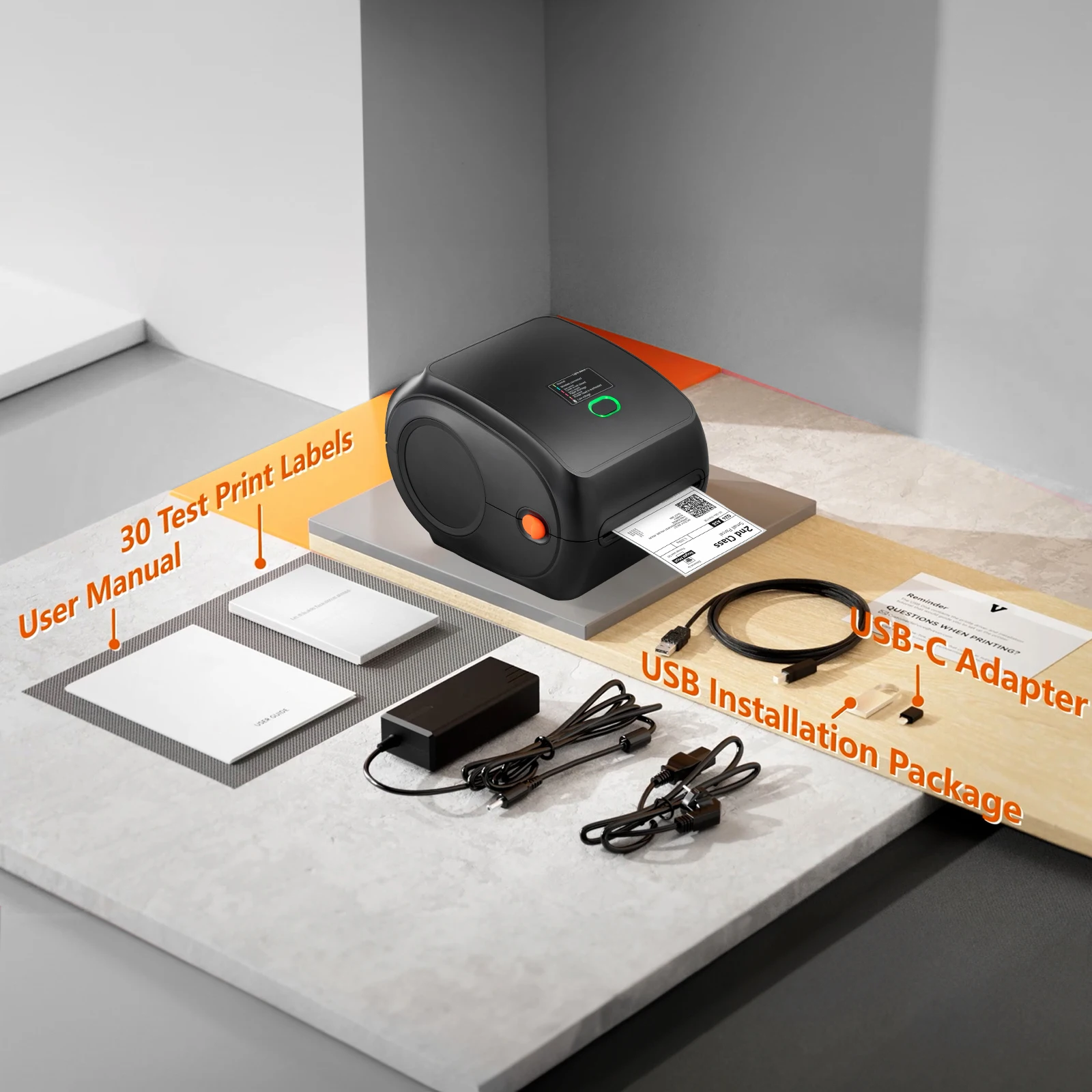 Stampante termica per etichette 300 DPI Riconoscimento automatico di etichette Bluetooth Supporto Windows/MacOS/Android per pacchetti postali 4x6