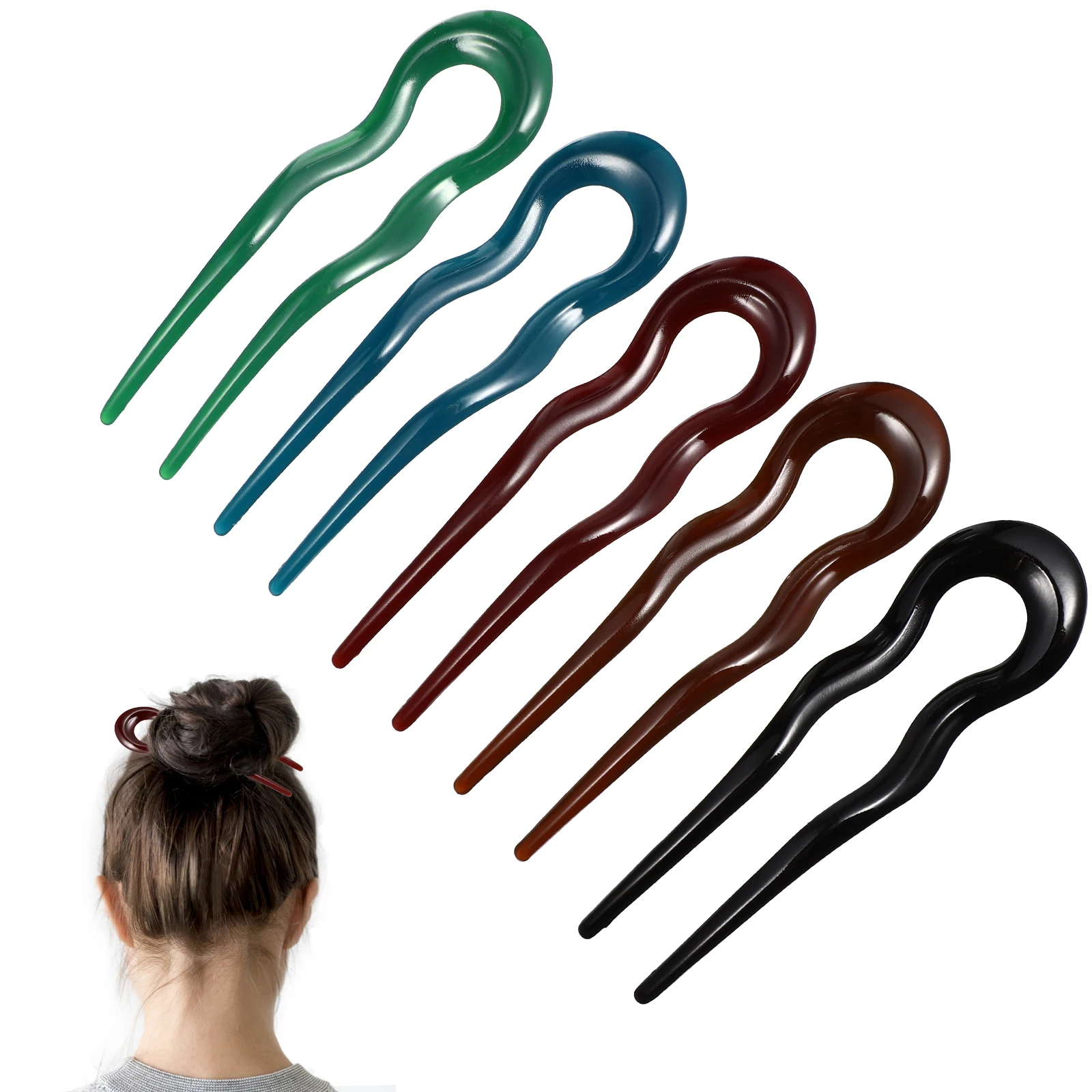 

5pcs U-Shaped Resin Accessories Durable Non-Slip Women Headdress Women Headdress Hair Stick Tool Practical Design
