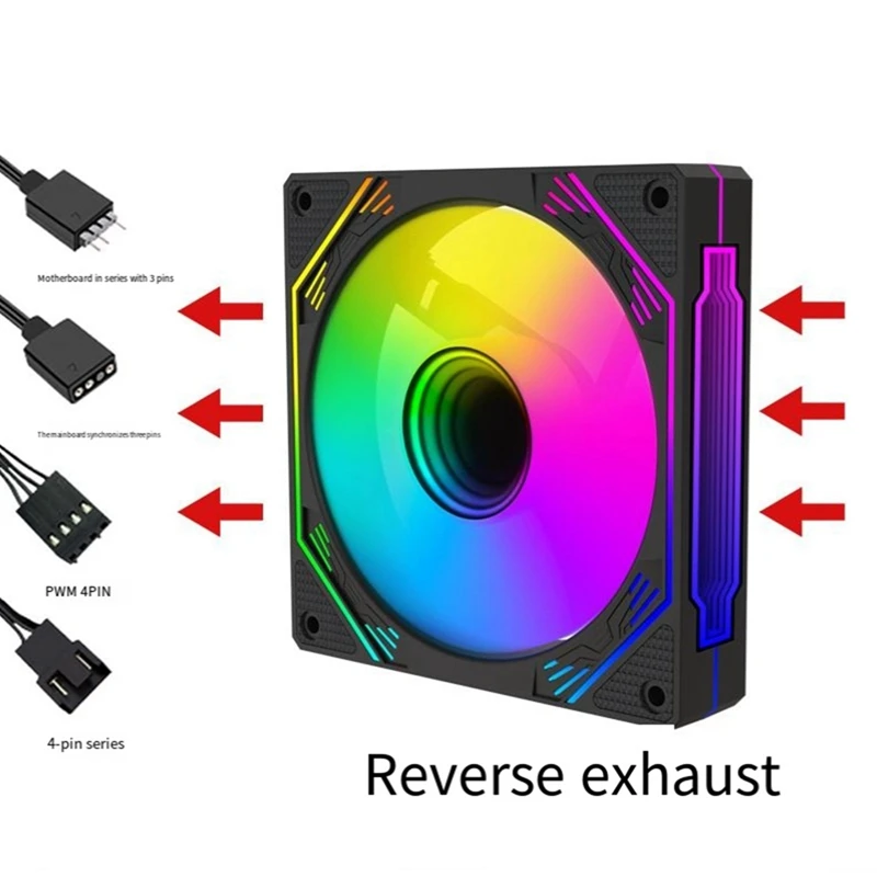 Game Cabinet RGB Chassis Fan 120Mm 3D Infinite Mirror Silent Fan Forward Blow ARGB+PWM 2 In 1 Easy Install