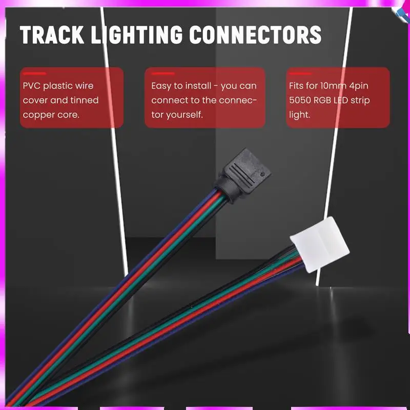 N96R 16.4FT(5M) 4-Pin RGB LED Strip Extension Cable,LED Strips Connectors Kits For 5050 Flexible RGB LED Strip Light
