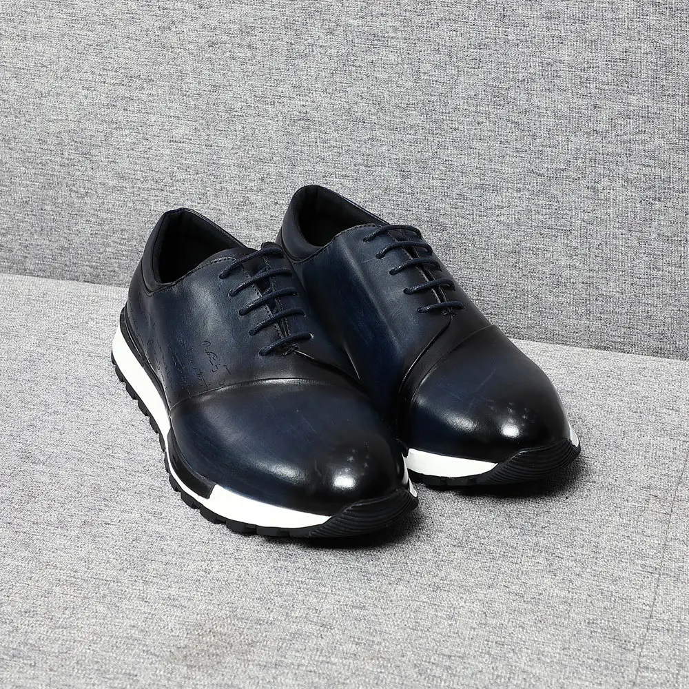 Luxury Brand Design Natural Genuine Leather Handmate Men\'s Sneaker Men Boutique Daily Party Lace-up Adult Men Casual Shoes