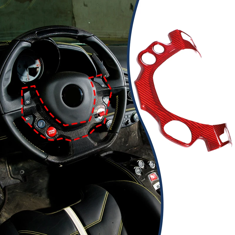 Steering Wheel Button Frame Trim Sticker Real Carbon Fiber Steering Wheel Key Cover Decoration For Ferrari 458 F142 2011-2016