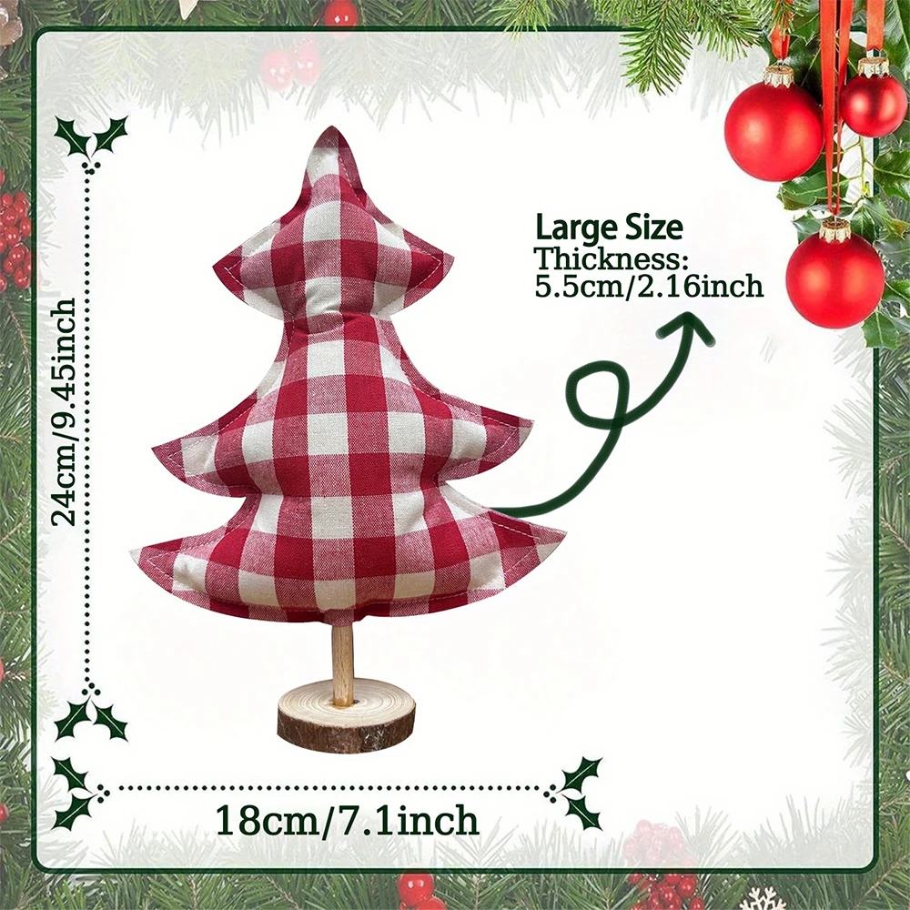 Plaid Mini Weihnachtsbaum Ornamente für Kinder abnehmbare rot/grün Frohe Weihnachten Home Dekoration Desktop Tisch Dekor – Detail 6