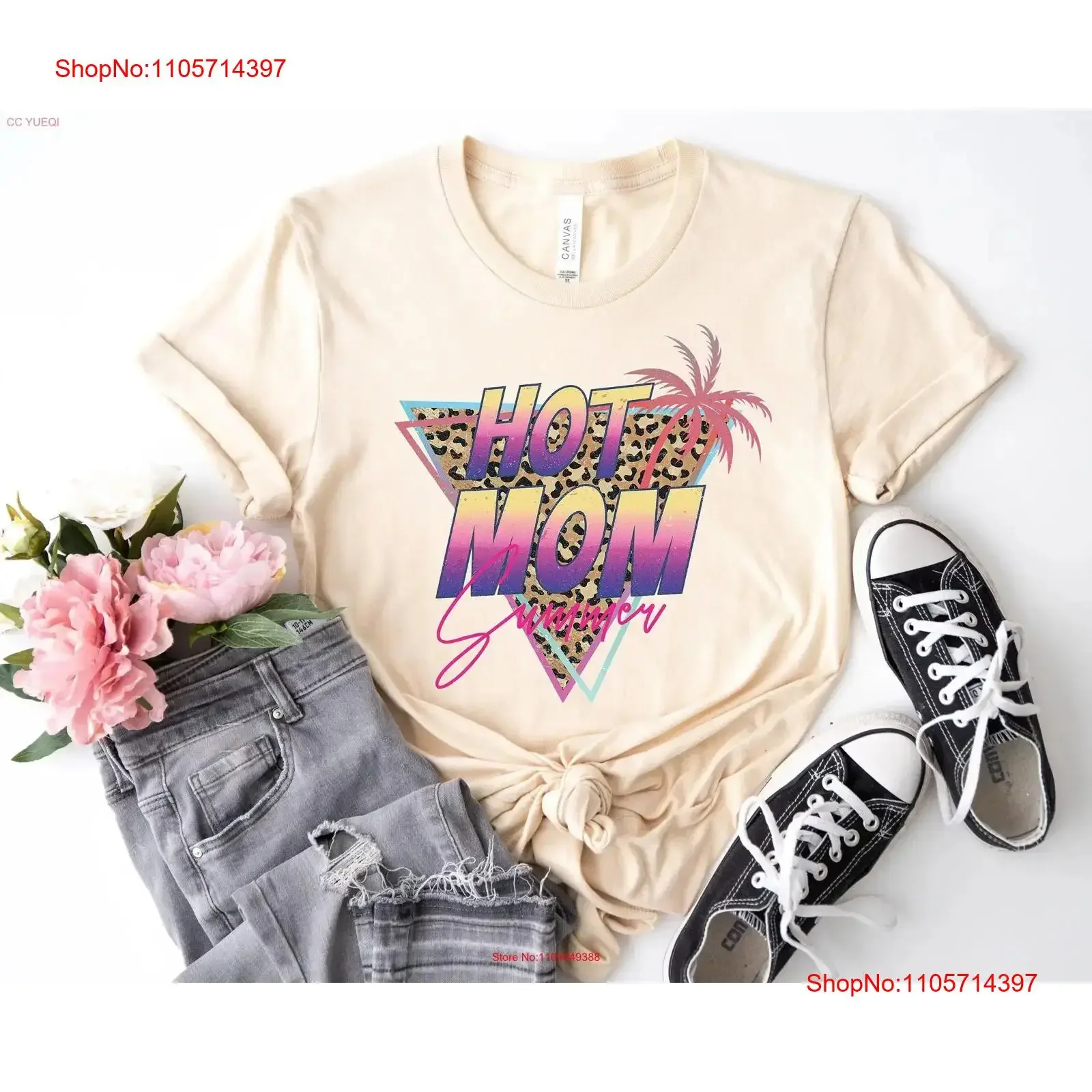 Hot mom summer mama T Shirt funny motherhood tee birthday gift for new cute mother's day vintage Washed Stylish Comfortable