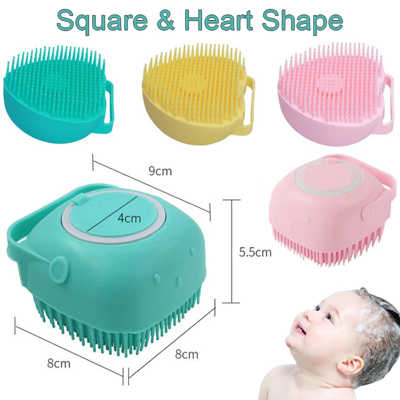 Silicone Shampoo Bath Brush Massage Comb Grooming Scrubber Brush Bathing Accessories Baby Kids Silicon Body Scrubber