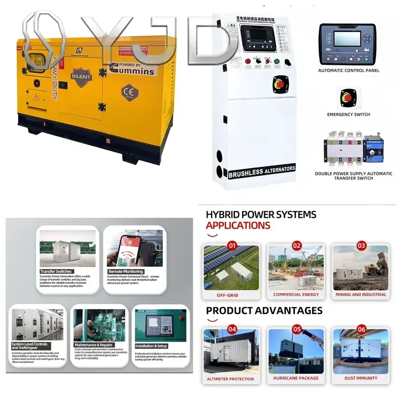 CE EPA for Weichai Generator Auto Start 15kw 20kw 30kw 230v 65kva Open Frame Silent 50/60Hz 1500rpm ATS 12V DC
