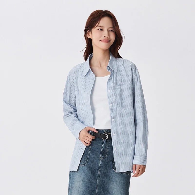 Semir Long Sleeve Shirt Women Striped Shirt Short Vest 2024 Autumn New Elegant Two-piece Long Sleeve Shirt