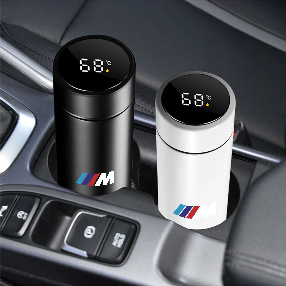 Car Smart Thermal Mug Portable Travel Stainless Steel Insulation Cup Badge For BMW M Performance E46 E90 E60 F30 F10 E36 G20 E92