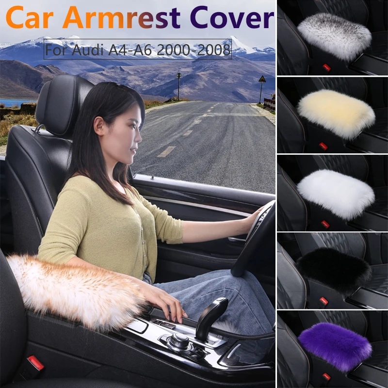 Plush Auto Center Console Pad For A4 S4 B6 B7 A6 C6 2000-2002 2003 2004 2006 2007 2008 Soft Wool Car Armrest Box Cover