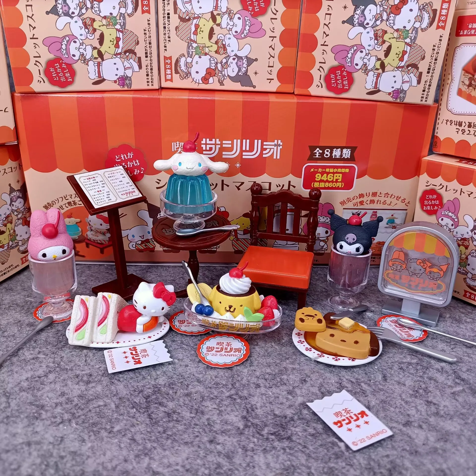 

Sanrio Cafe Salon талисман Hello Kitty Cinnamoroll Pochacco Kuromi Mystery слепая коробка подарочная игрушка модель аниме фигурка коллекционные украшения