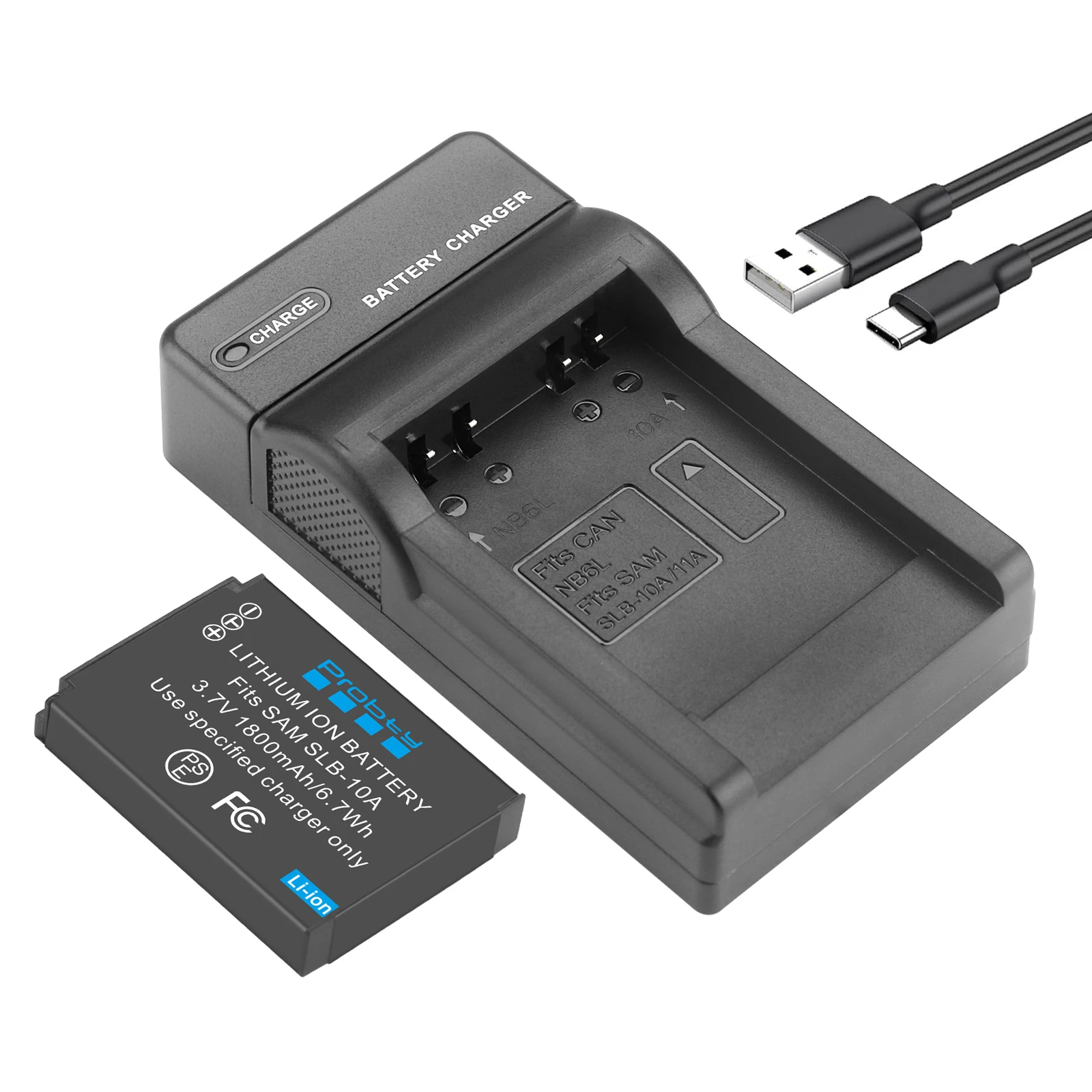 1800 mAh SLB-10A Akku und Ladegerät für Samsung EX2F HZ15W SL202 SL420 SL620 SL820 WB150F WB250F WB350F WB750 WB800F WB850F