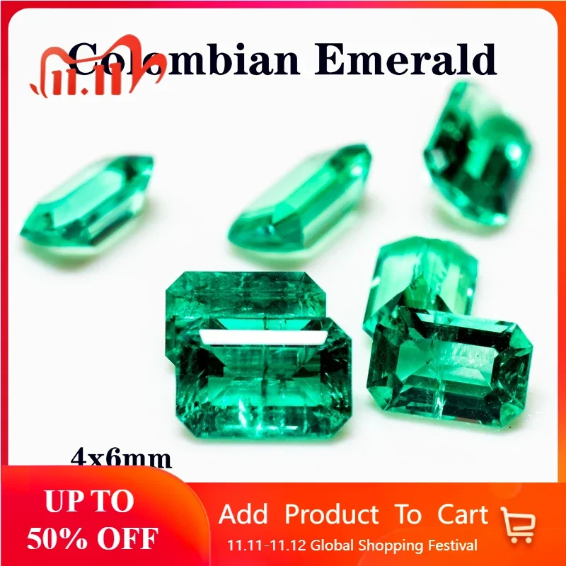 

Лабораторный изумруд Колумбии, маленький размер 4x6 мм, изумрудная огранка для изготовления подвесок, ювелирных изделий, кольцо «сделай сам», ожерелье, серьги, основные материалы
