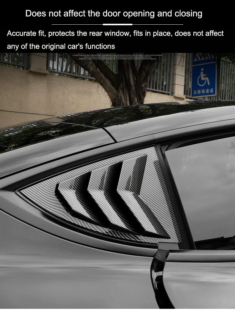 For Tesla Model 3/Y 2017-2024 Rear Triangle Window Trim Covers Model Y Shutter Window ABS Gloss Carbon Fiber Decorative Plate