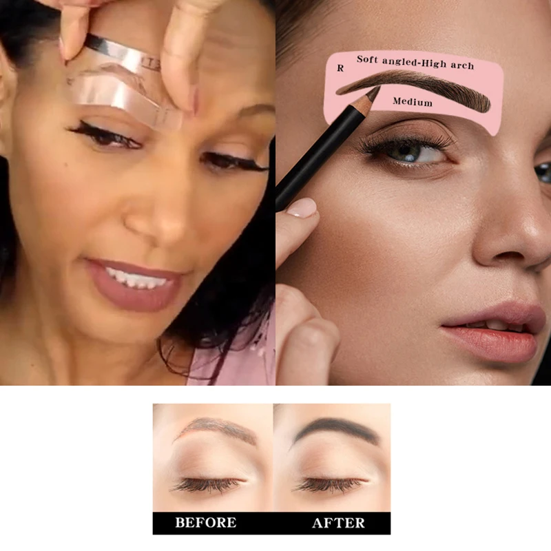 1/4 Sheet Reusable Eyebrow Shaper DIY Eyebrow Stamp Sticker Card Eye Makeup Stencils Ruler Brow Definer Shaping Tool