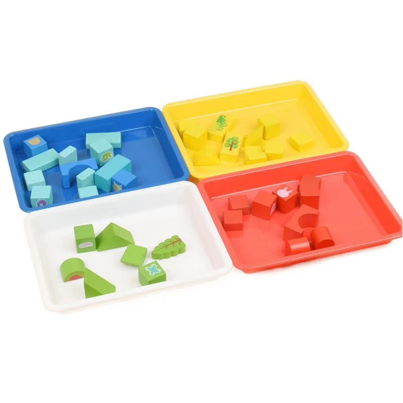 Plastic Art Trays Multicolor Painting Beading Collaging Tray DIY Activity Organizers Stackable Rectangular Serving Platter