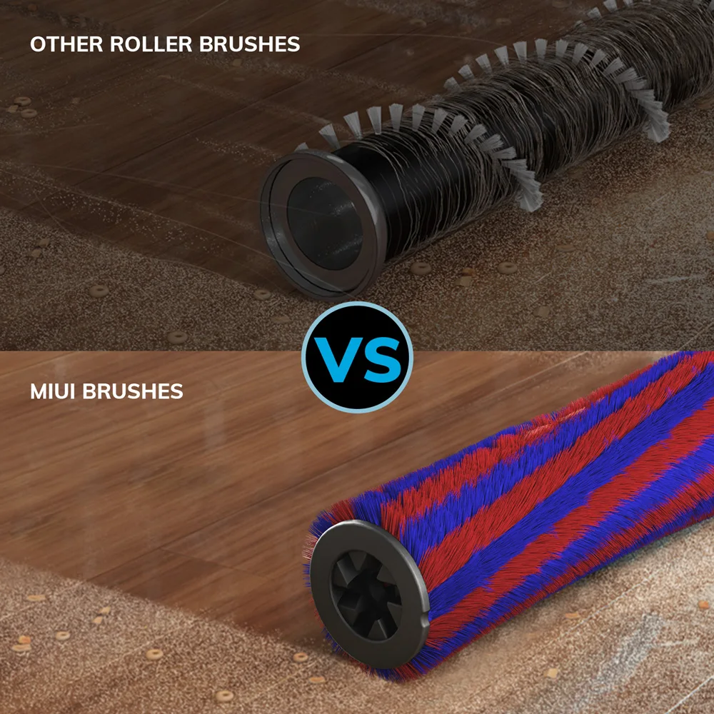 مكنسة كهربائية محمولة لاسلكية MIUI مع شاشة تعمل باللمس، بطارية قوية قابلة لإعادة الشحن قابلة للإزالة، ضوء LED، تروسين