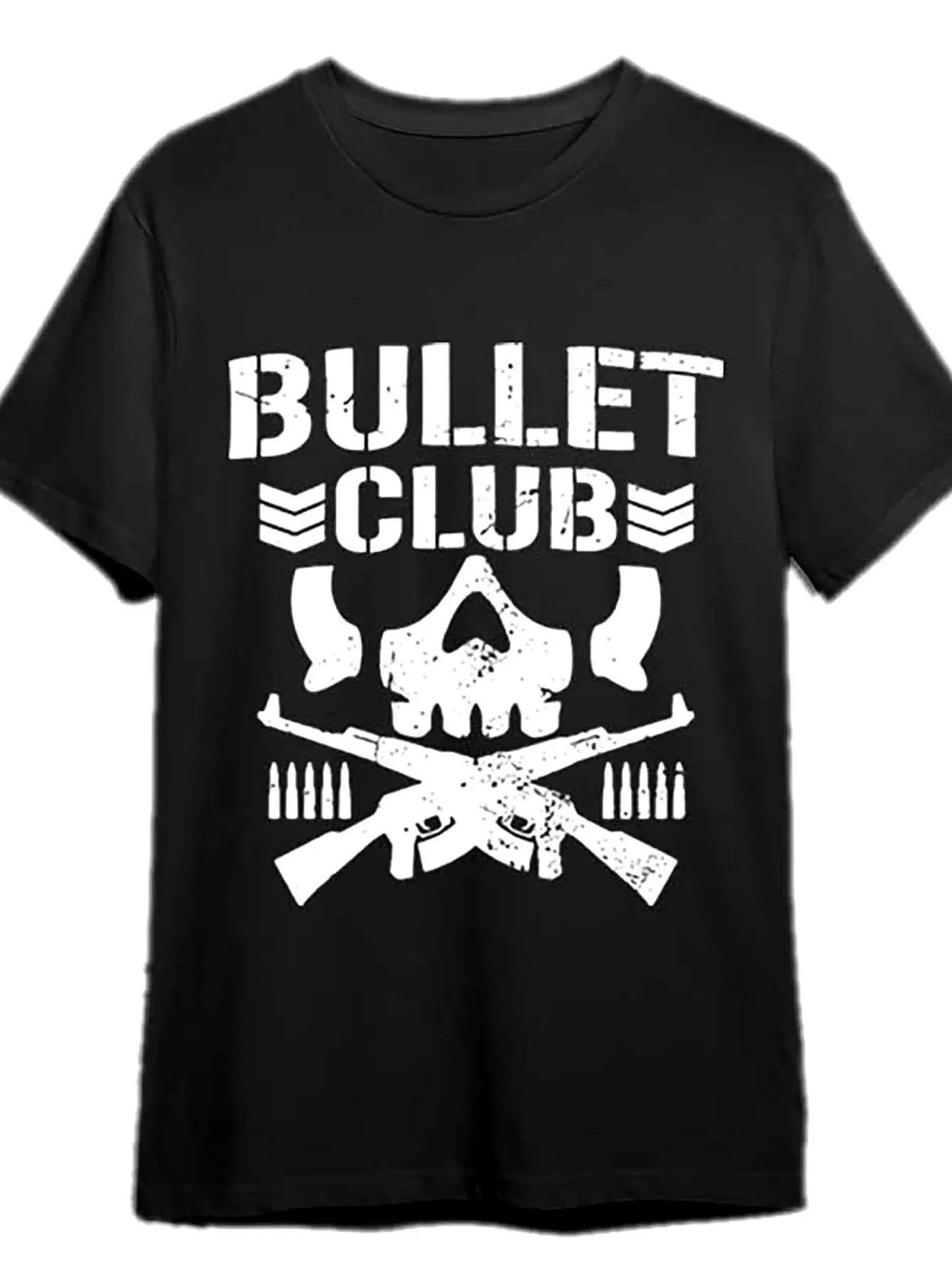 تي شيرت برسومات Bullet Club للرجال - تي شيرت 100% قطن 180gsm قابل للغسل في الغسالة للجنسين مع تصميم جمجمة وبنادق متقاطعة