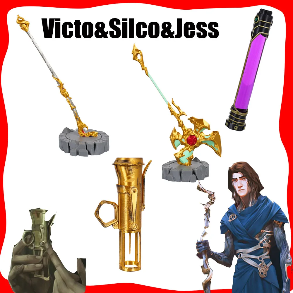 3D Printed Victor Cosplay Staff Jess Disguise Hammer Silco Light Bottle Syringe Prop Game Arcane Halloween Carnival Decoration