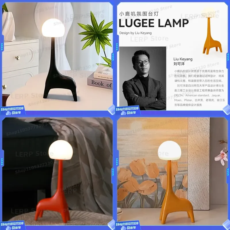 Cute Deer Night Light Rechargeable LED Desk Lamp for Bedroom Bedside Creative Gift for Girls Kids Eye Protection Study