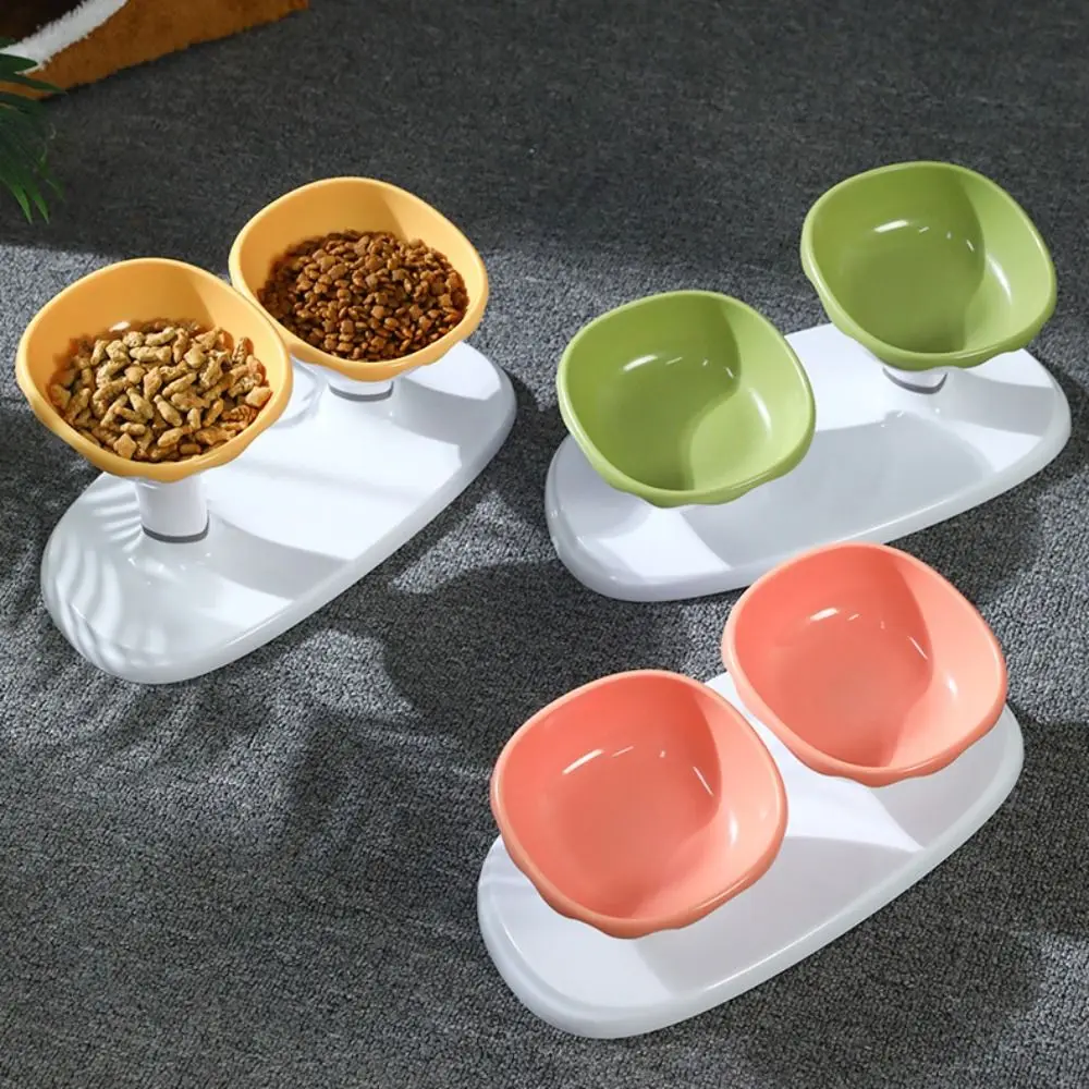 

Adjustable Pet Bowl Double Bowl Large Capacity Dog Food Feeding Basin Plastic Detachable Pet Drinking Feeder Kitten Puppy