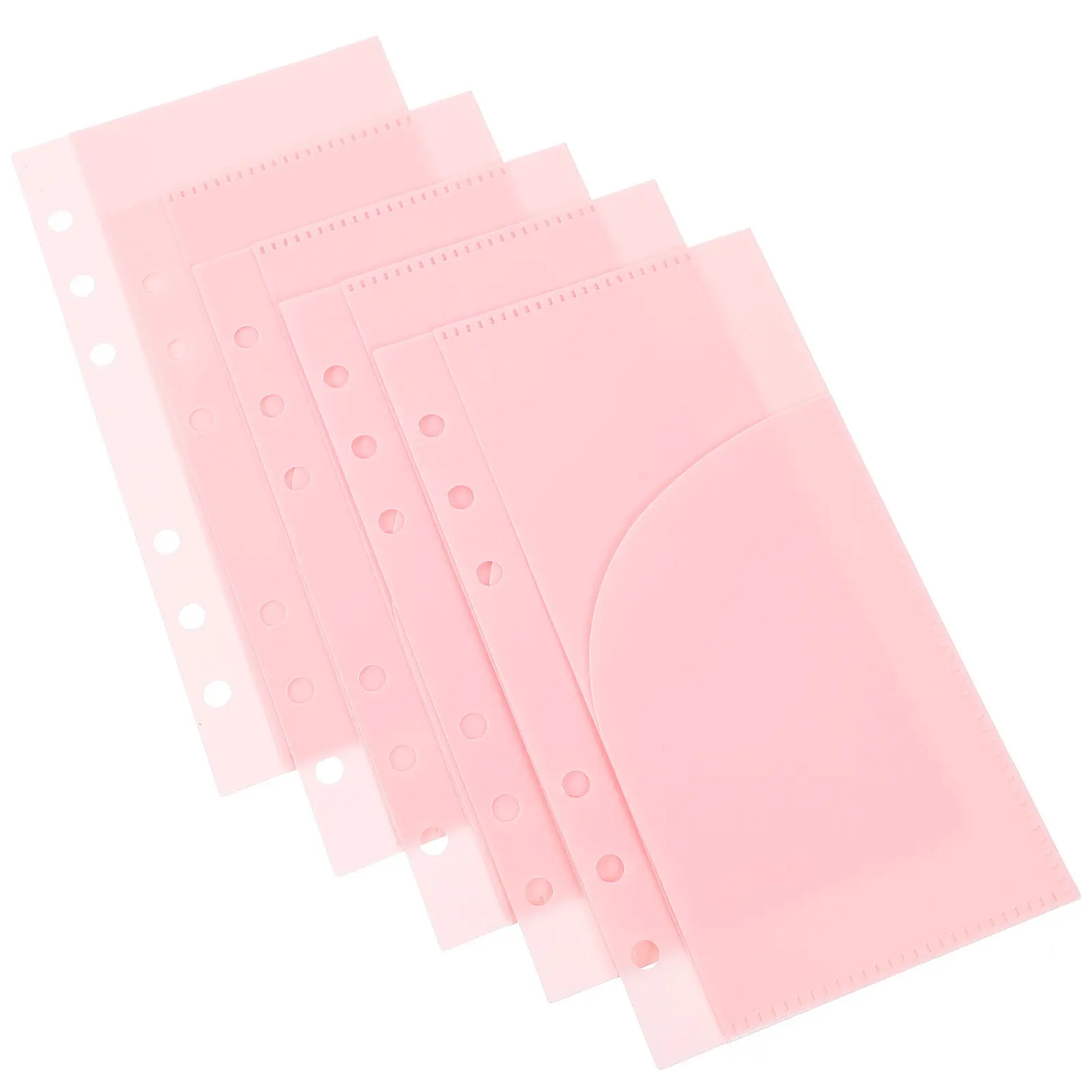 

5Pcs Binder Insert Pockets Budget Organizer PP Material 6-Holes Loose Leaf Replacement Budget Wallets Cash Envelope Planner