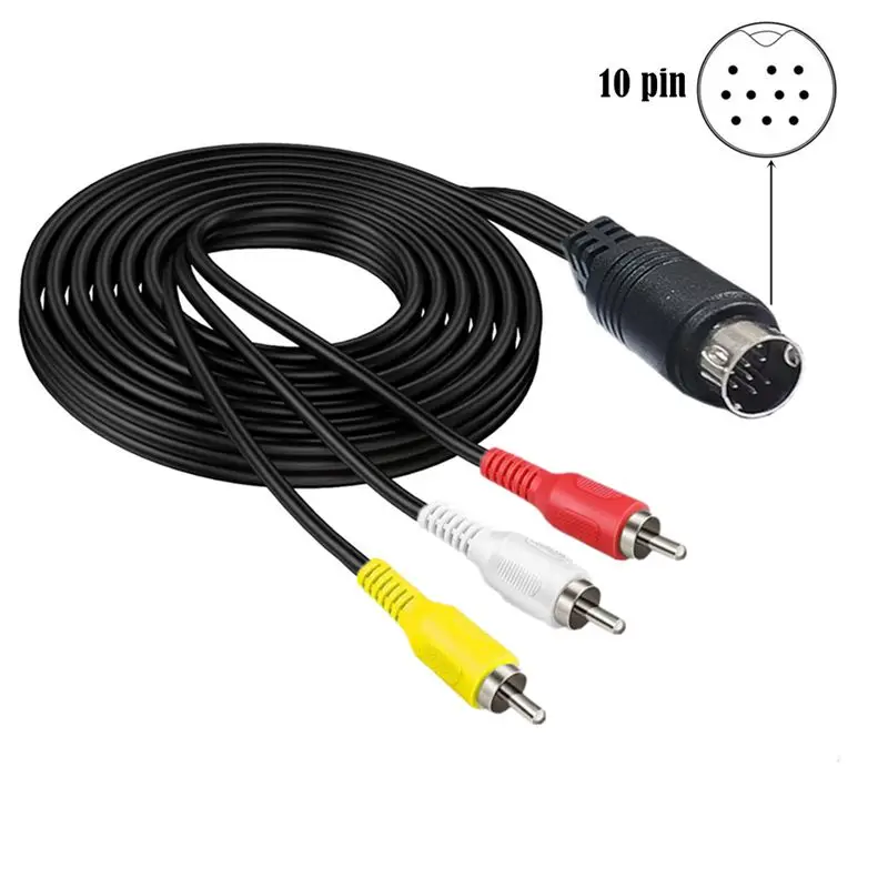 S-Video Cable Mini DIN 10 Pin Male To 3 RCA Male Video Cable AV Cable S Terminal 10 Pin To 3 RCA Cable