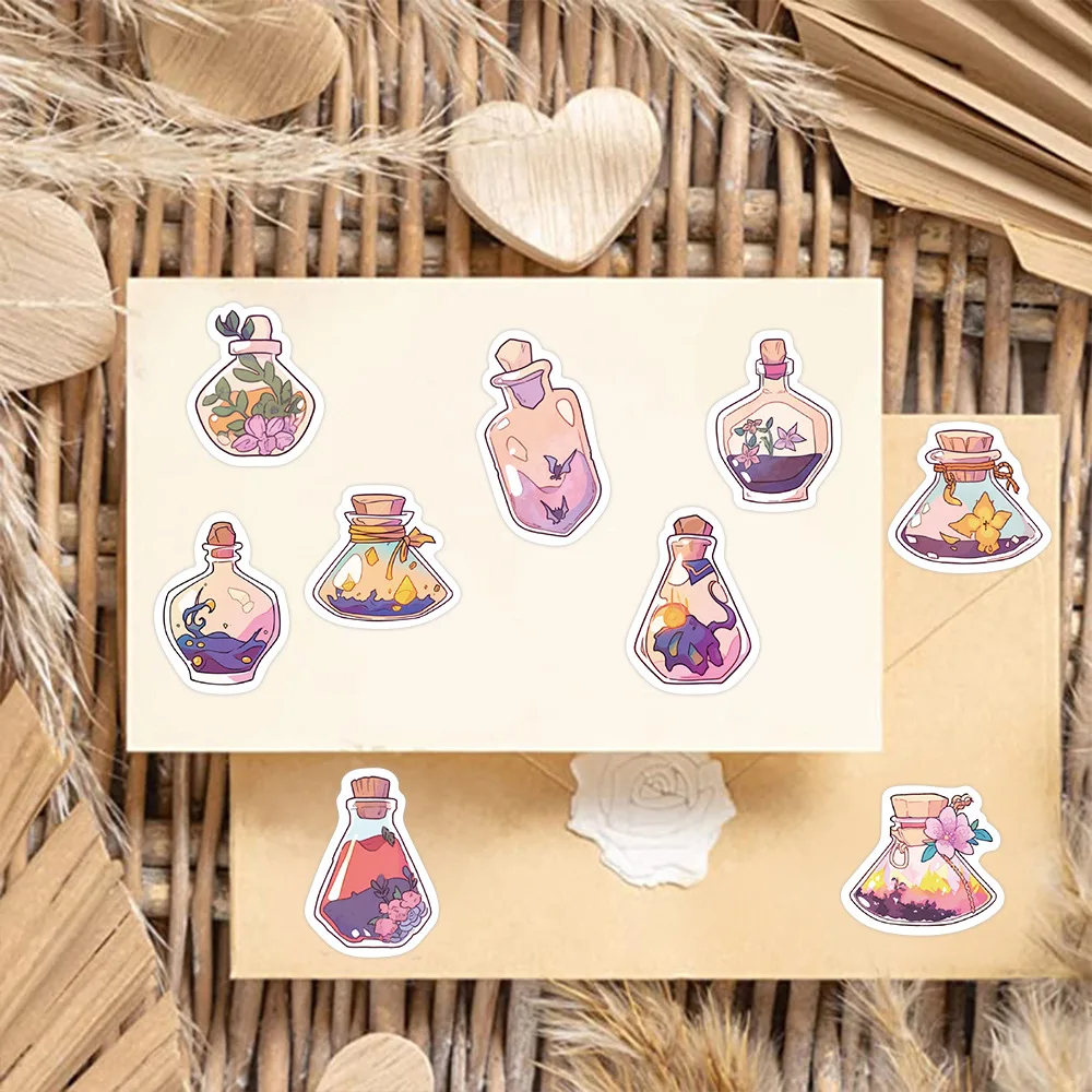 Magic Potion Stickers, 100Pcs Mini Size Halloween Apothecary Stickers for Water Bottle, Aesthetic Vinyl Sticker for Laptop Phone