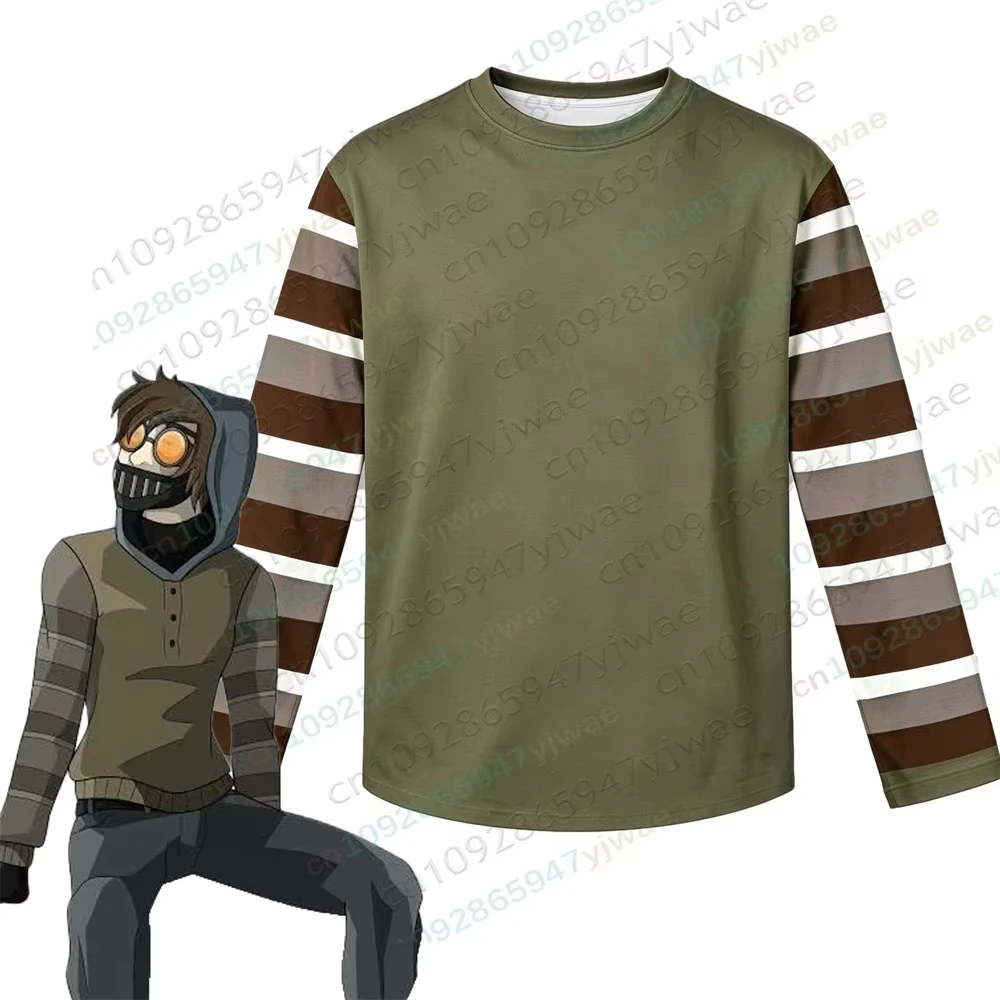 Ticci Toby Creepypasta Cosplay T-Shirt, 3D-Druck, Halloween, Unisex, gestreiftes Ärmeldesign, Herbst, Herren- und Damen-T-Shirts mit langen Ärmeln. – Detail 3