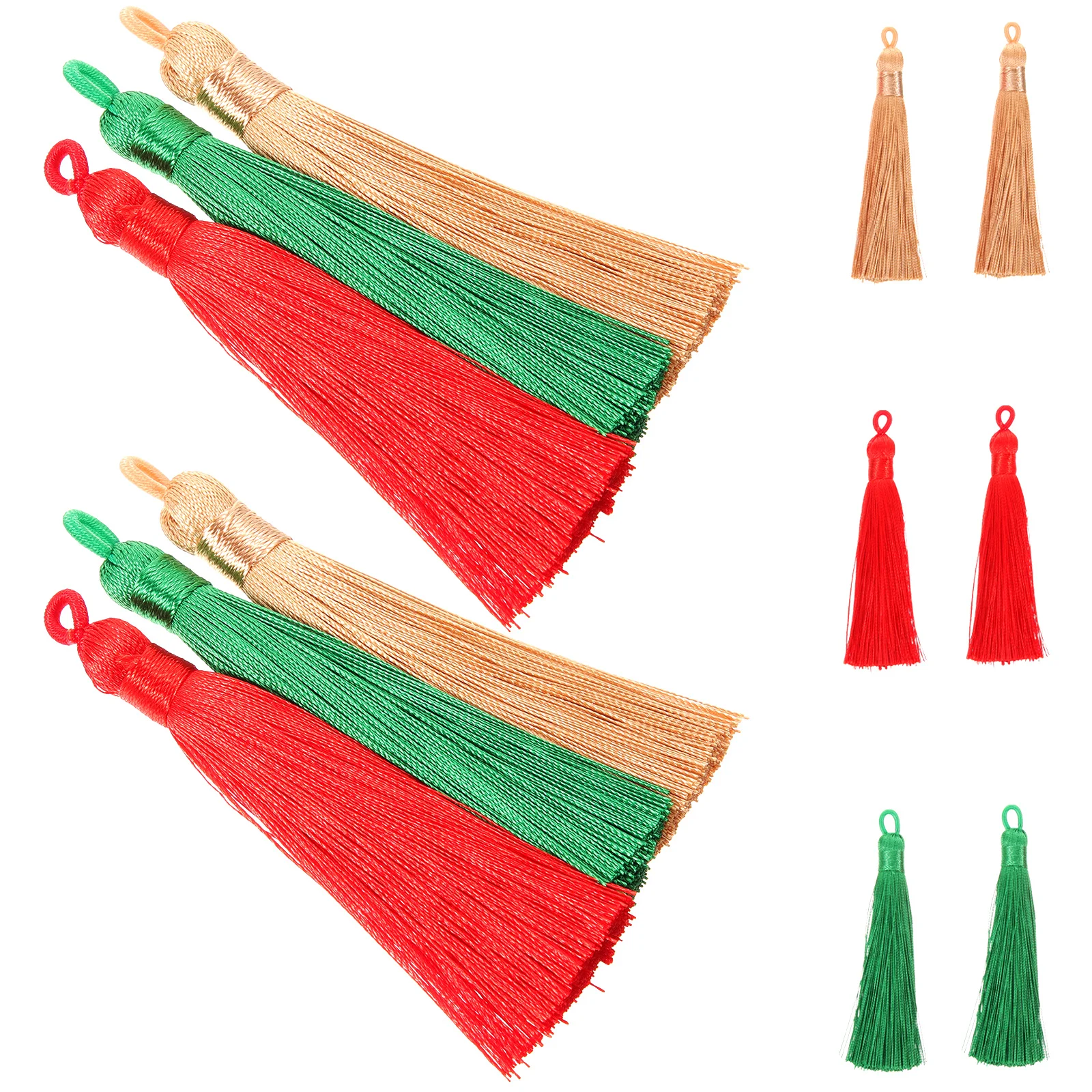 

12Pcs Bookmarks Tassel Red Green Khaki Soft Tassels with Loops Graduation Daily Use Diy Enthusiasts