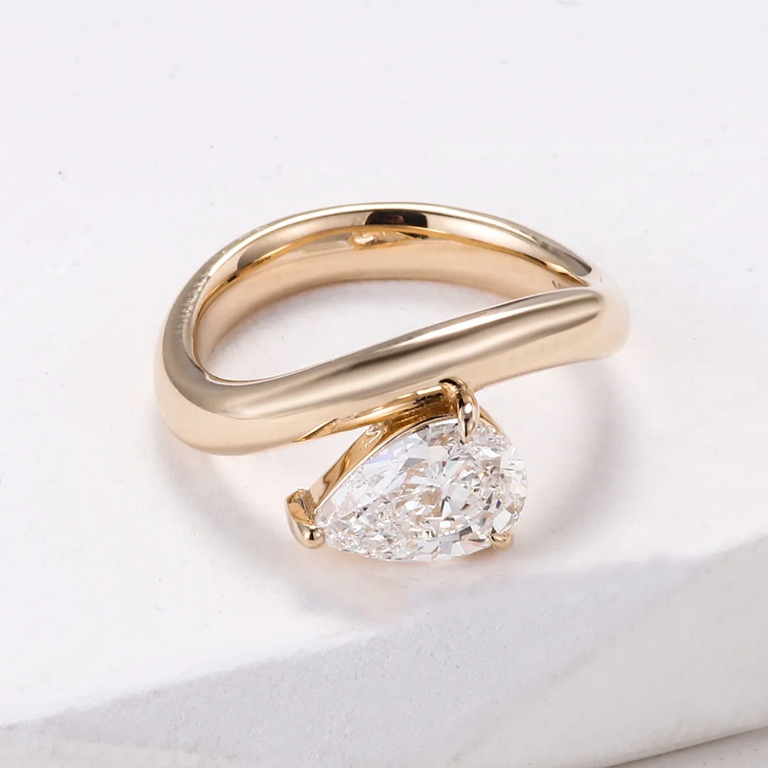 

Provence Snake Style Ring Yellow Gold 1ct Pear Cut IGI E/VS1 Lab Diamonds Women's Luxury Wedding Engagement Rings jewelry Custom