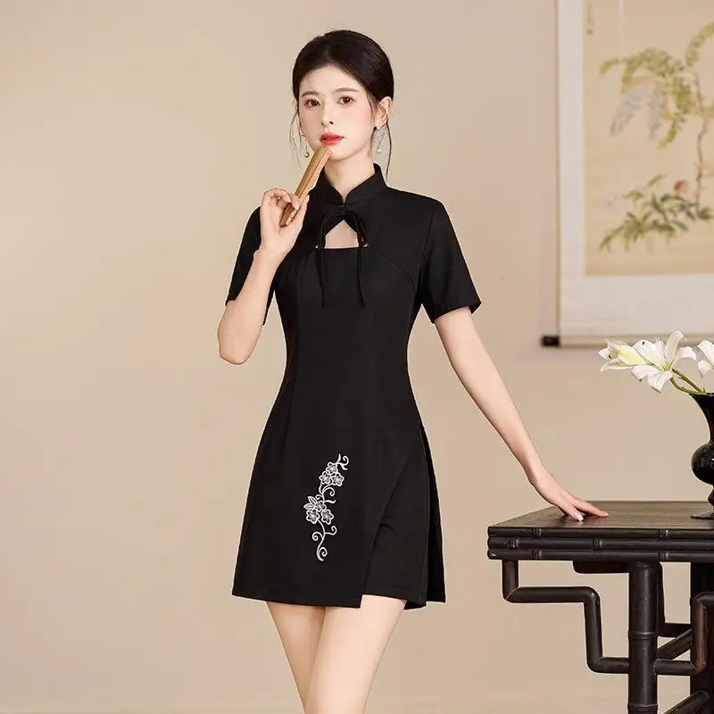 Black Women's Work Clothes Set Hotel Waiter Spa Massage Nail Art Coffee Foot Bath Sauna Technician Skirt Uniform