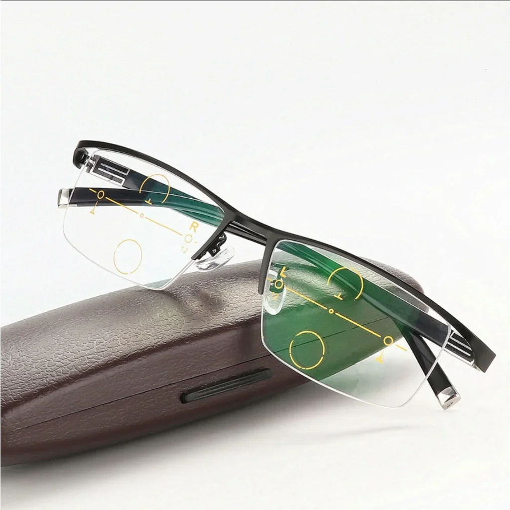 Reading Glasses Men Progressive Vision Adjustment Bifocal Reading Glasses Converted Light Multifocal Glasses for Men