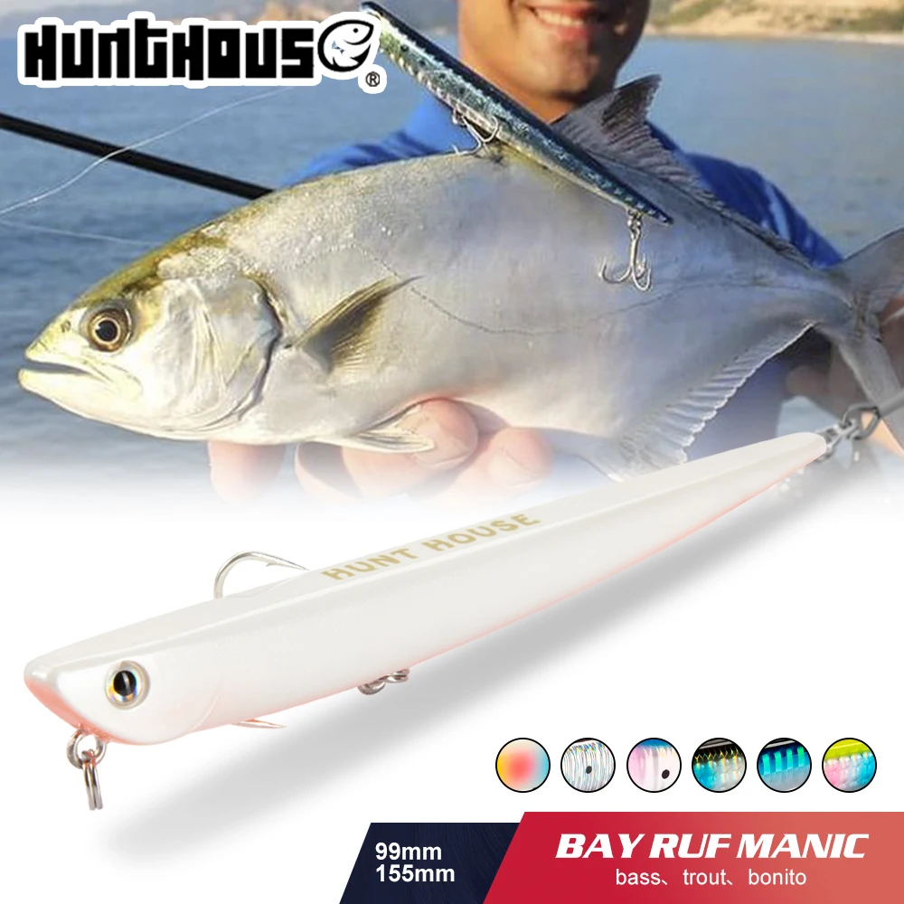 Hunthouse swimbait bay ruf manic fishing lure pencil bait sinking 99mm 18.5g 155mm 31.5g origin hook for sea bass bluefish perch