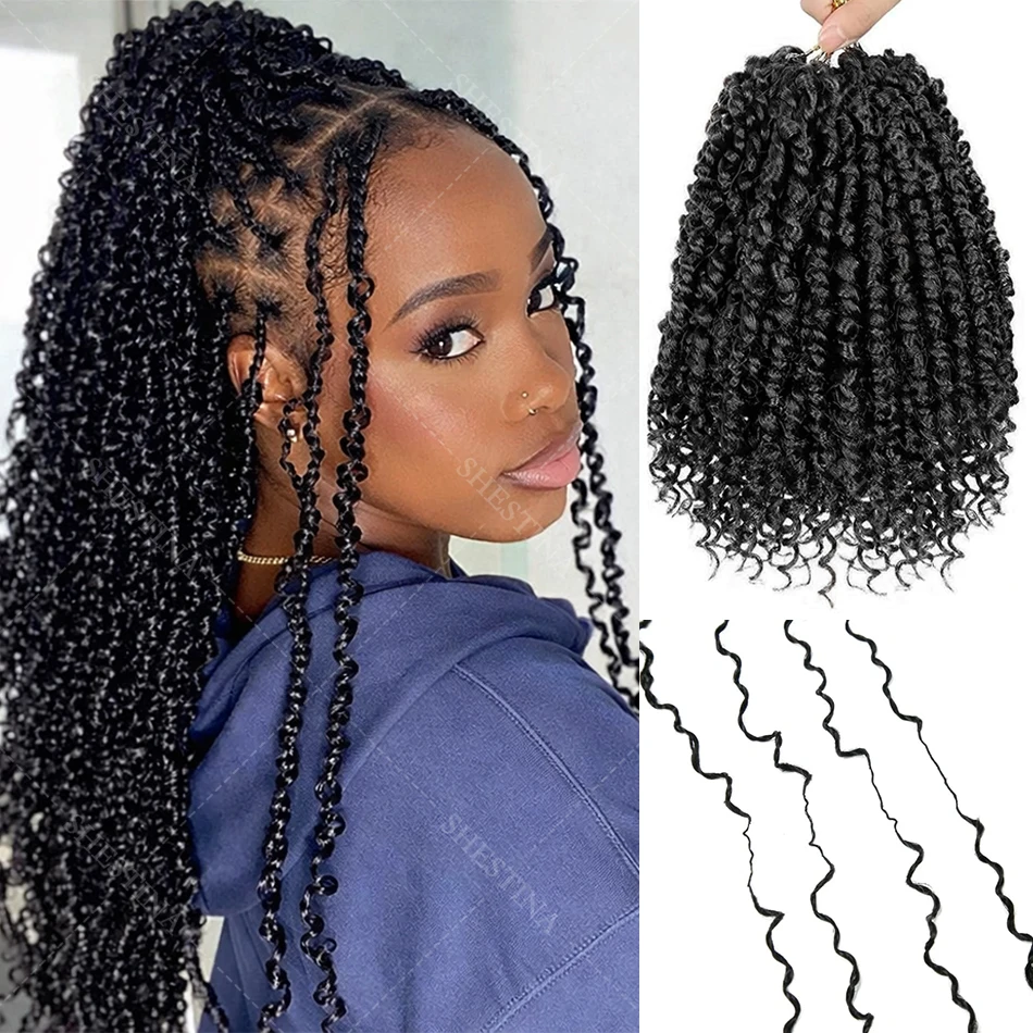 

12A Yanky Twists кудри вязаные крючком волосы маленькие спирали вьющиеся предварительно разделенные невидимые вязаные крючком человеческие волосы без узлов для наращивания косичек