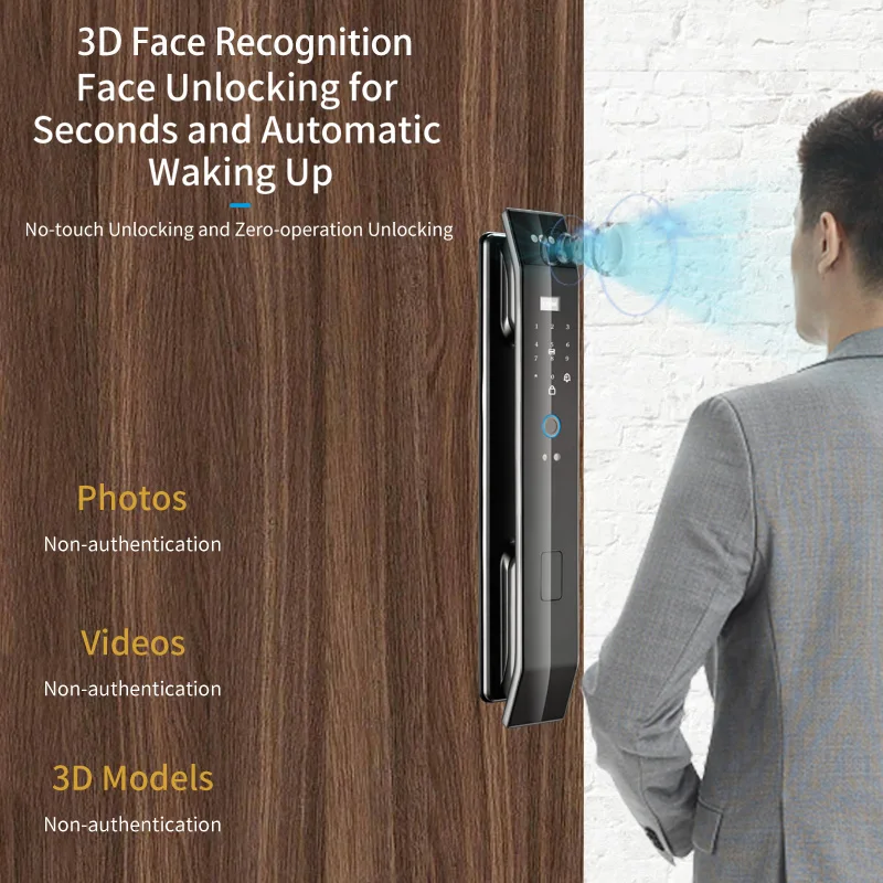 Tuya 3D Face Real-time Intercom Smart Door Lock Security Camera Intelligent Fingerprint Password Biometric Electronic Key Unlock