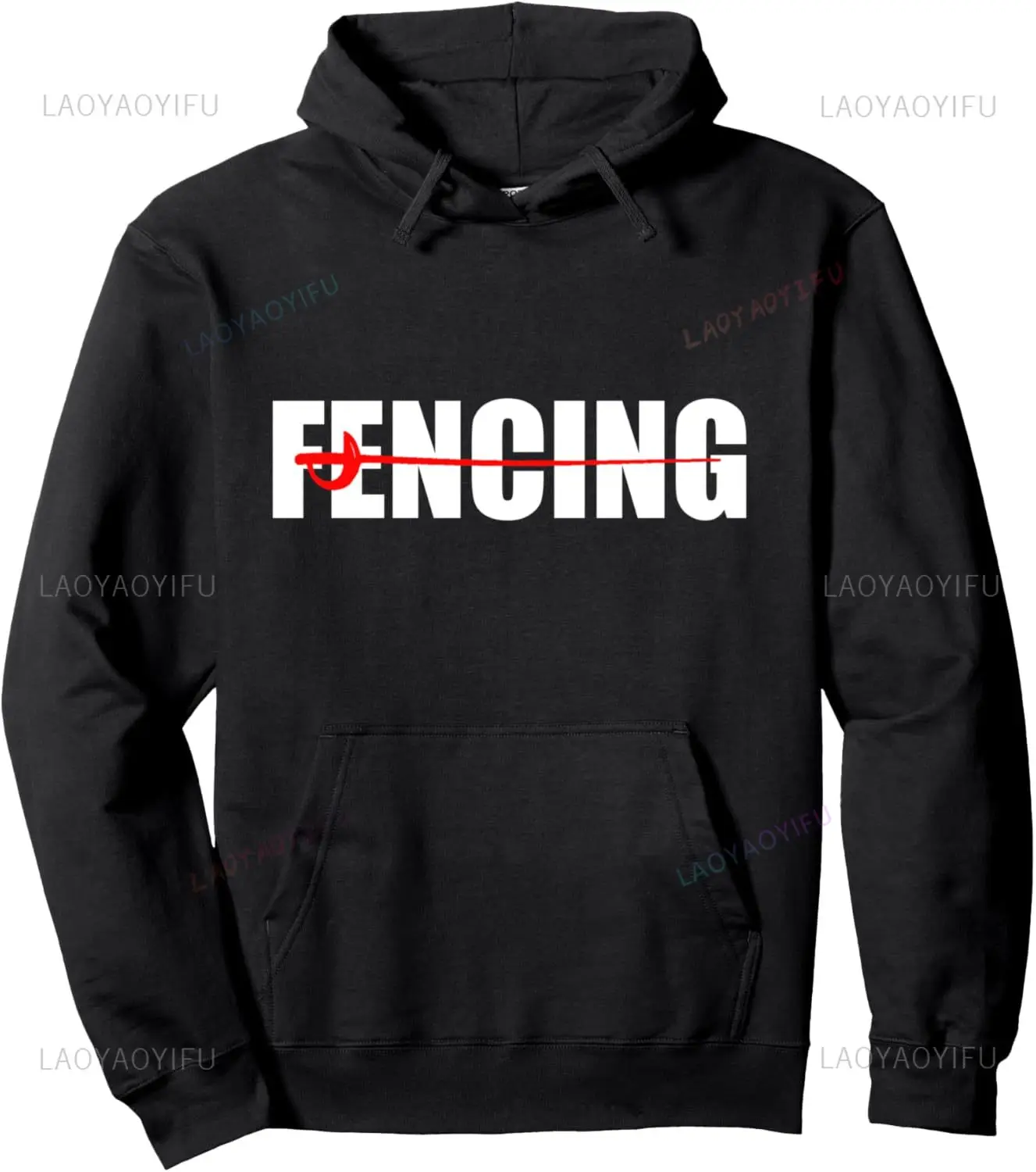 Fencing Hoodie Saber Sword Individuality Men's Sweatshirts Custom Printed Graphic Hoodie
